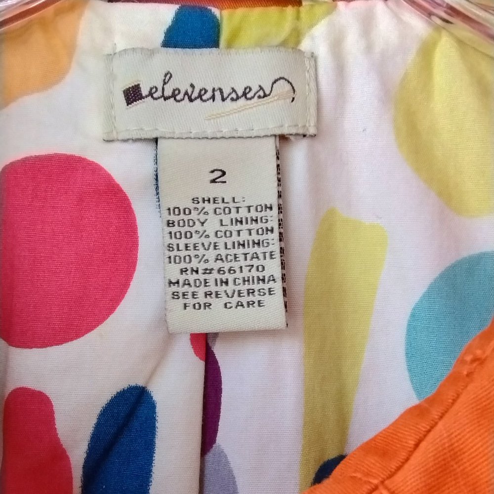 Anthropologie Elevenses Orange Spring Button Up Pea coat- trench style Jacket 2 - Picture 4 of 14